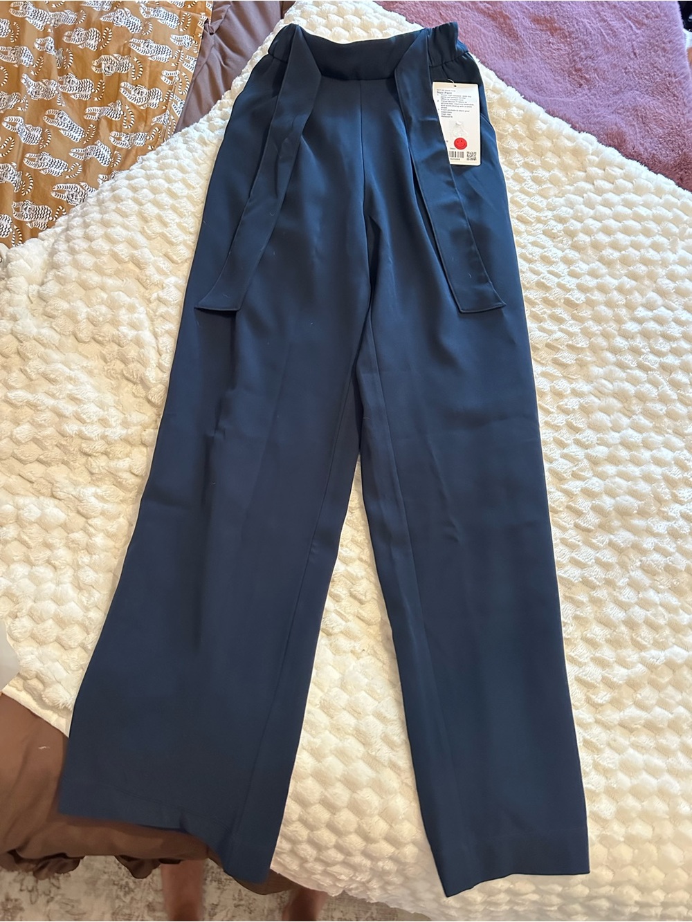 lululemon athletica Navy Wide-Leg Trousers with Tie Waist